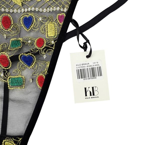 NWT KILO BRAVA Jewels & Pearls Embroidered G-String Sz XXXL - Picture 3 of 7
